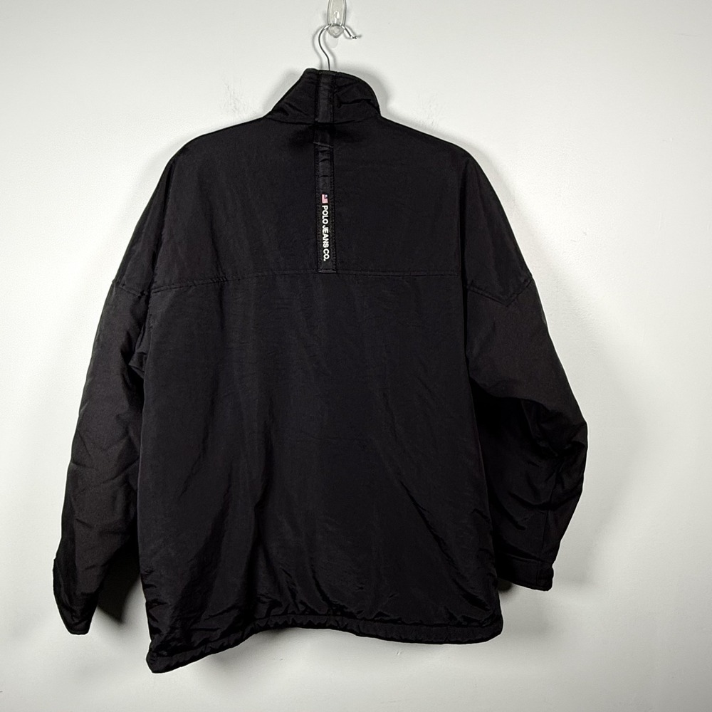 Polo Jeans Mens Coat Jacket Parka Nylon Fleece Lined Black M Stand Up Collar - Picture 5 of 16